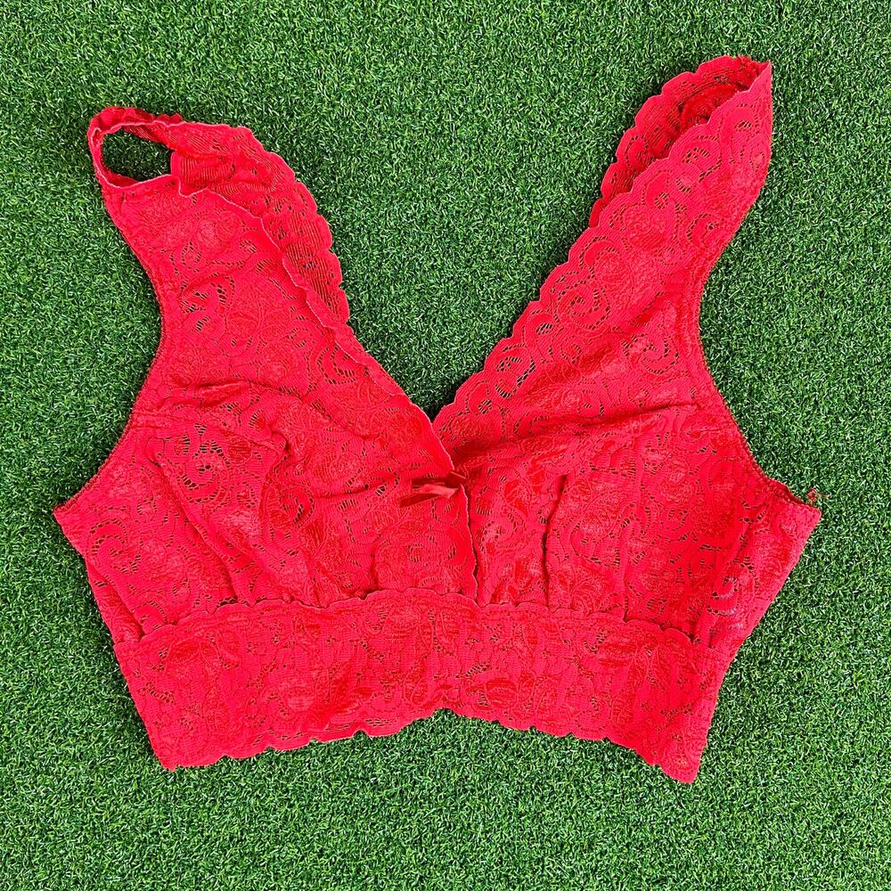 Vintage Lady Cameo Red Lace Lingerie Bralette One Size